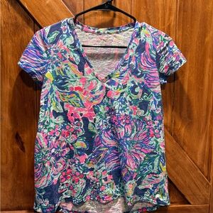 Lilly Pulitzer Vibrant Short Sleeve V-Neck Top